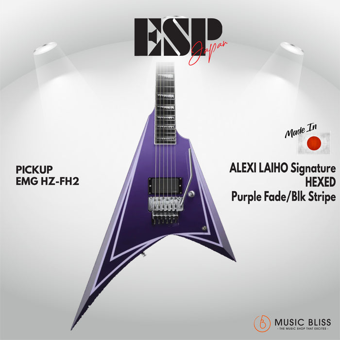 ESP Original ALEXI LAIHO Signature HEXED - Purple Fade/Blk Stripe [MIJ - Made in Japan] - Music Bliss Malaysia