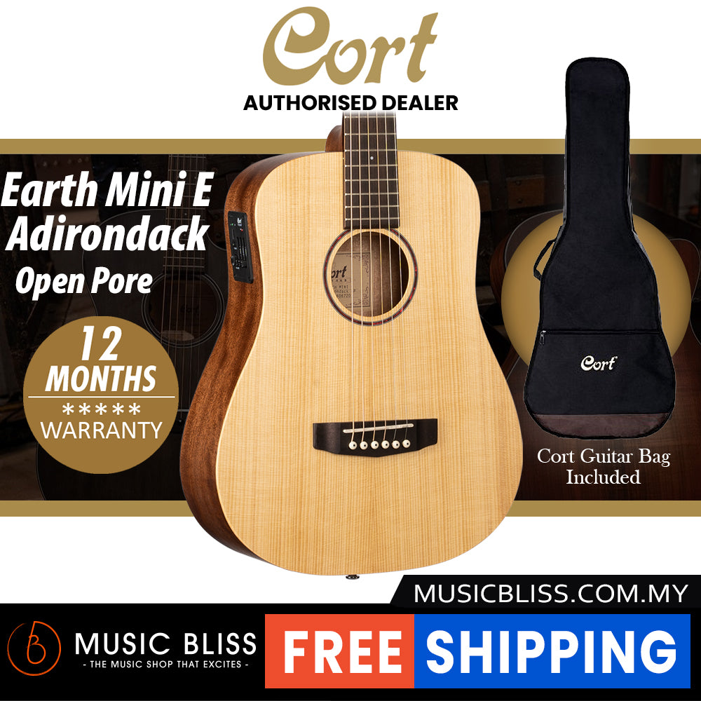 Cort Earth Mini E Adirondack Acoustic Guitar with Bag (Earth-Mini