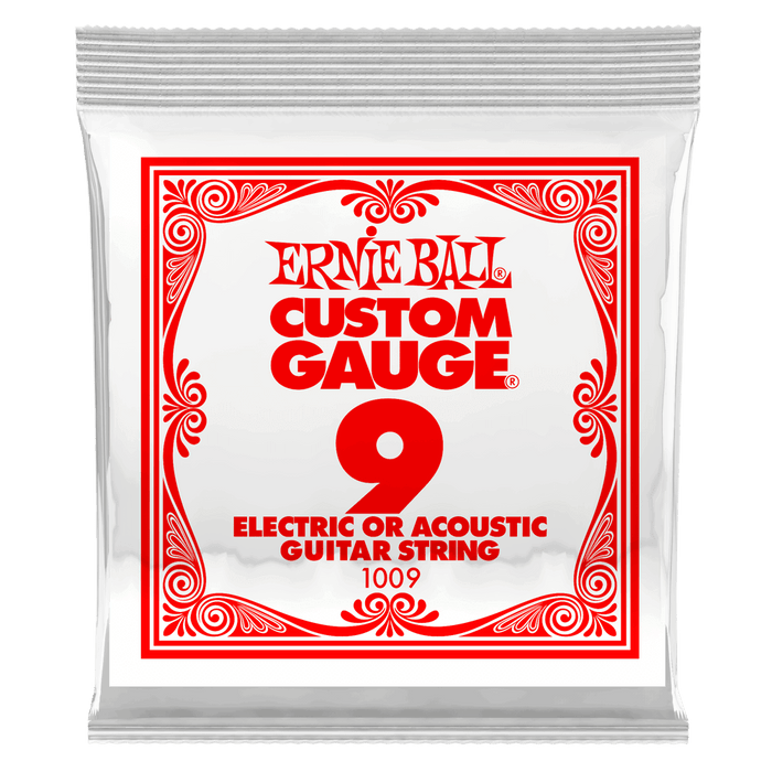 Ernie Ball .009 Plain Steel Electric or Acoustic Guitar Single String