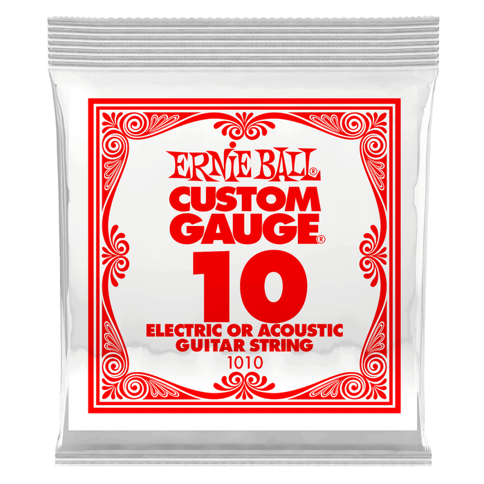 Ernie Ball .010 Plain Steel Electric or Acoustic Guitar Single String