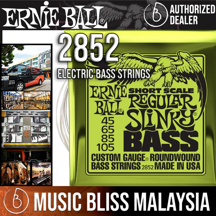 Ernie Ball 2852 Regular Slinky Nickel Wound Electric Bass Guitar Strings - .045-.105 Short Scale - Music Bliss Malaysia