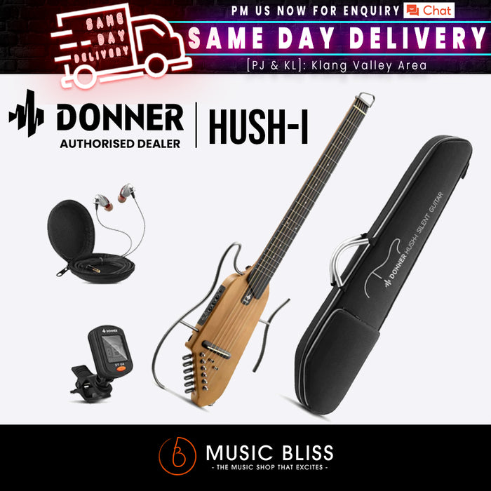 Donner HUSH-I Acoustic-Electric Guitar Kit for Travel Silent Practice - Maple Natural (HUSH I) - Music Bliss Malaysia