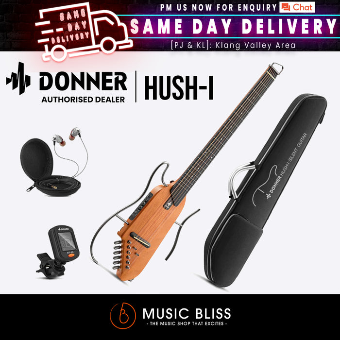 Donner HUSH-I Acoustic-Electric Guitar Kit for Travel Silent Practice - Mahogany - Music Bliss Malaysia