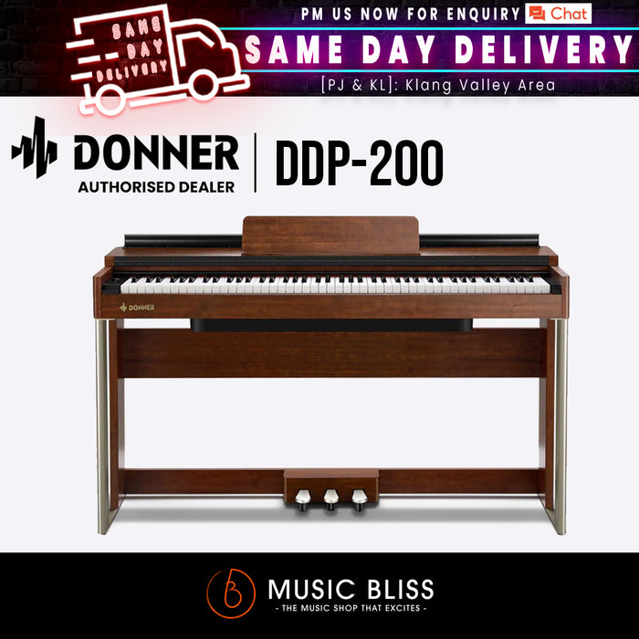 Donner DDP-200 Wooden 88-Key Dynamic Graded Hammer Action Weighted Upright Digital Piano - Music Bliss Malaysia