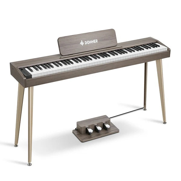Donner DDP-60 88-Key Semi-Weighted Upright Digital Piano - Gray Brown