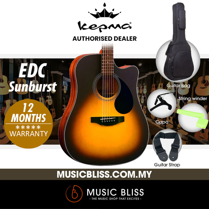 KEPMA EDC Dreadnought Acoustic Guitar - Sunburst - Music Bliss Malaysia