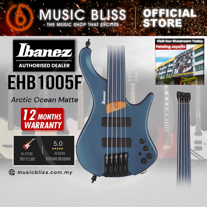 Ibanez Standard EHB1005F Fretless Electric Bass Guitar - Arctic Ocean Matte