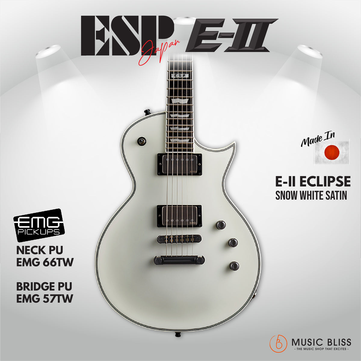 ESP E-II EC Eclipse EMG - Snow White Satin [Made in Japan] | Music ...