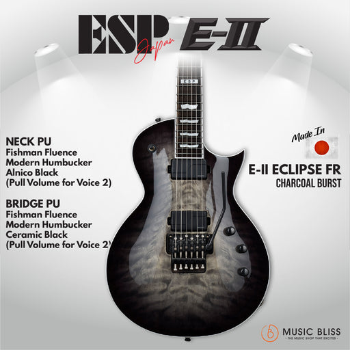 ESP Japan E-II Eclipse FR Electric Guitar - Charcoal Burst [MIJ] - Music Bliss Malaysia