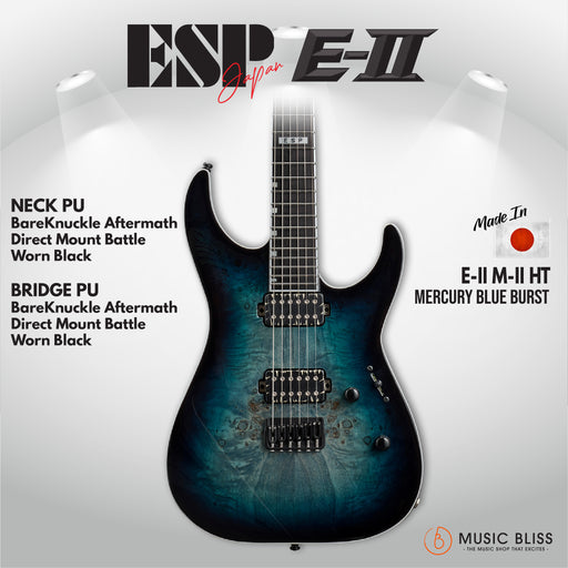 ESP Japan E-II M-II HT Electric Guitar - Mercury Blue Burst [MIJ] - Music Bliss Malaysia