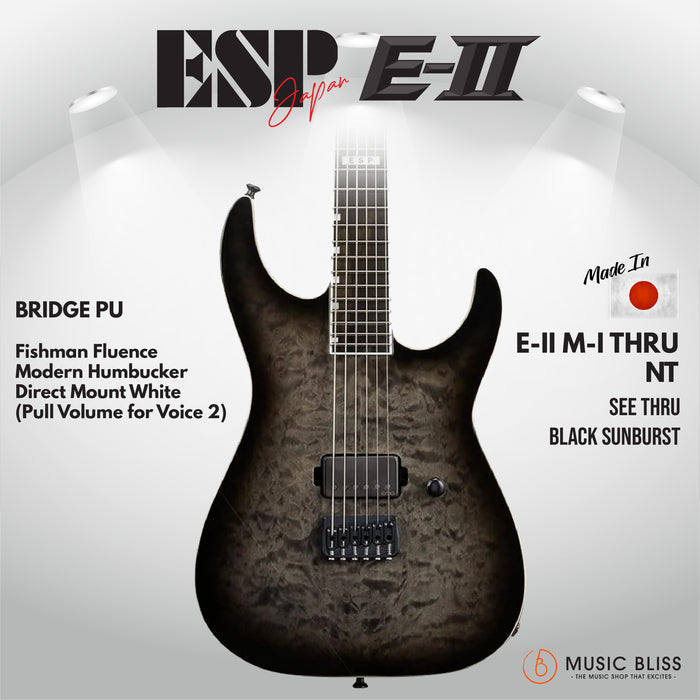 ESP Japan E-II M-I NT Electric Guitar - See Thru Black Sunburst [MIJ] - Music Bliss Malaysia
