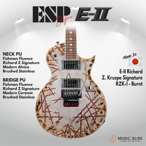 ESP Japan E-II Richard Z. Kruspe Signature RZK-II - Burnt [MIJ] - Music Bliss Malaysia