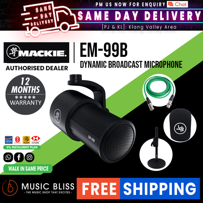 Mackie EM-99B Cardioid Dynamic Broadcast Microphone - Music Bliss Malaysia