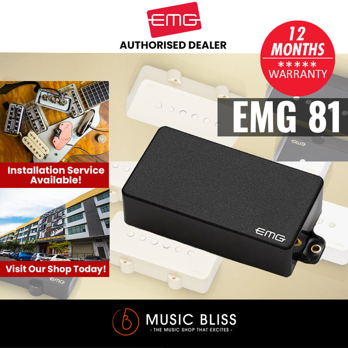 EMG 81 Active Ceramic Humbucker Guitar Pickup - Black - Music Bliss Malaysia