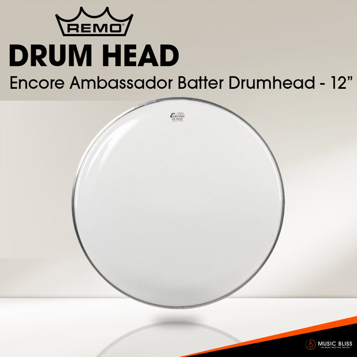 Remo Encore Ambassador Batter Drumhead - Clear (Available in sizes 8"-16")