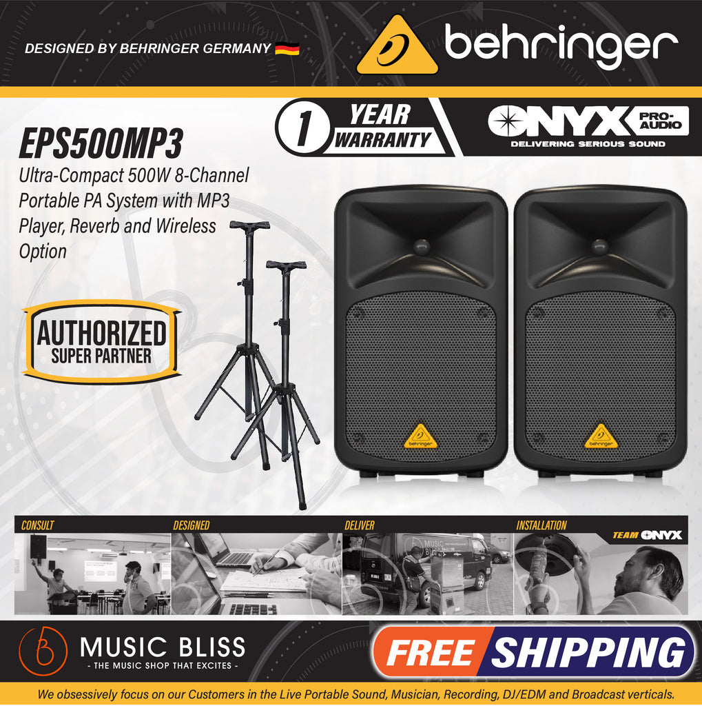 Behringer Europort EPS500MP3 500W 8 Channel Portable PA System