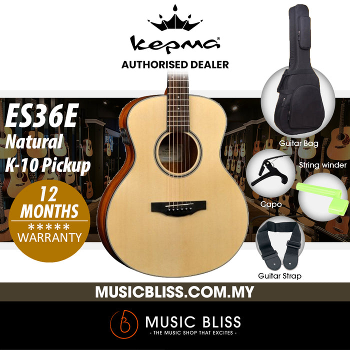 KEPMA ES36E Mini Acoustic Guitar with K-10 pickup - Natural - Music Bliss Malaysia