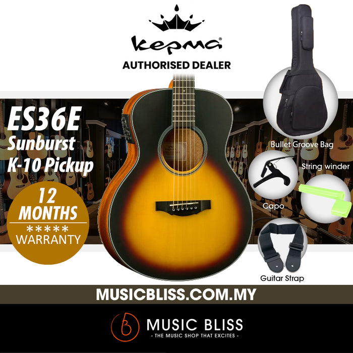 KEPMA ES36E Mini Acoustic Guitar with K-10 pickup - Sunburst - Music Bliss Malaysia