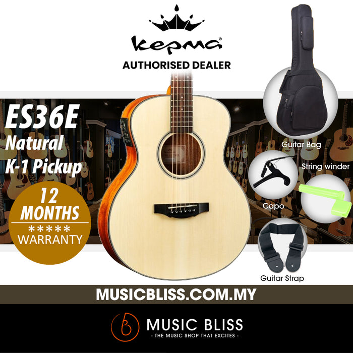 KEPMA ES36E Mini Acoustic Guitar with K-1 pickup - Natural - Music Bliss Malaysia