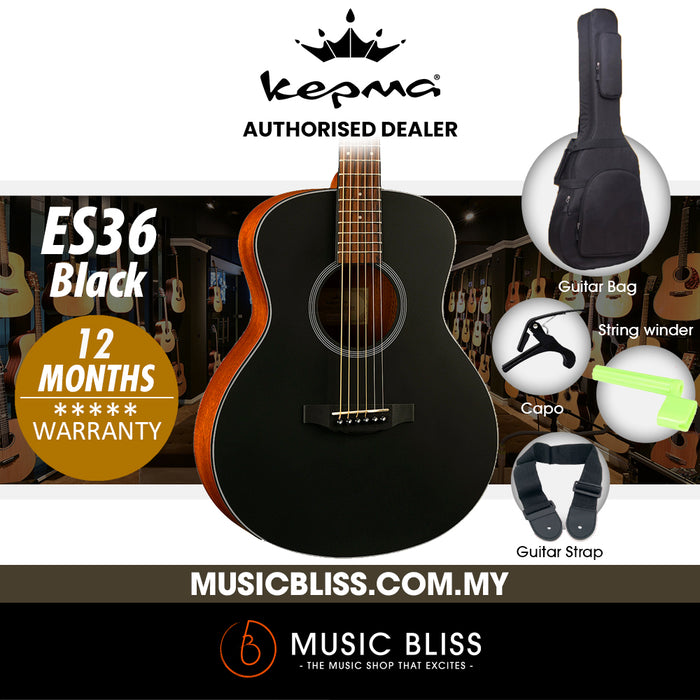 KEPMA ES36 Mini Acoustic Guitar - Black - Music Bliss Malaysia