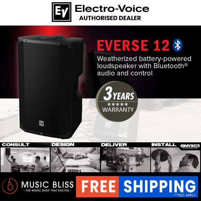 EV Electro-Voice Everse12 12-inch 2-way Battery-powered PA Speaker - Black