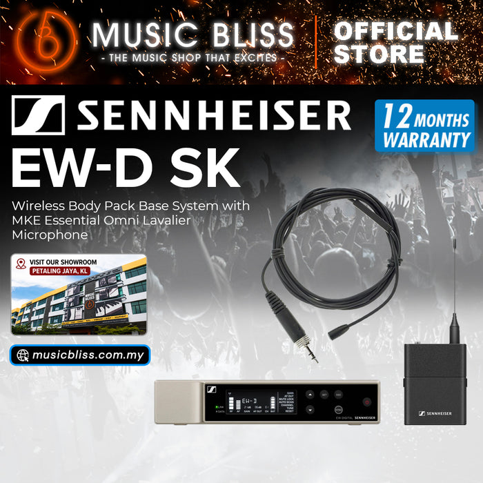 Sennheiser EW-D SK Wireless Body Pack Base System with MKE Essential Omni Lavalier Mic - Black