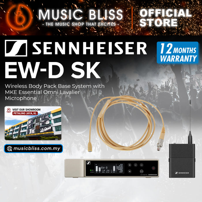 Sennheiser EW-D SK Wireless Body Pack Base System with MKE Essential Omni Lavalier Mic - Beige