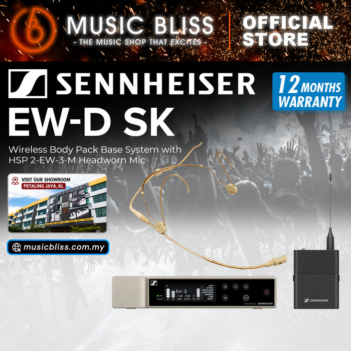 Sennheiser EW-D SK Wireless Body Pack Base System with HSP 2-EW-3-M Headworn Mic - Beige