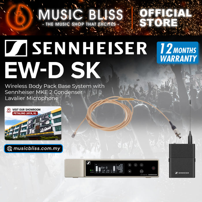 Sennheiser EW-D SK Wireless Body Pack Base System with MKE 2Subminiature Omnidirectional Condenser Lavalier Mic - Beige