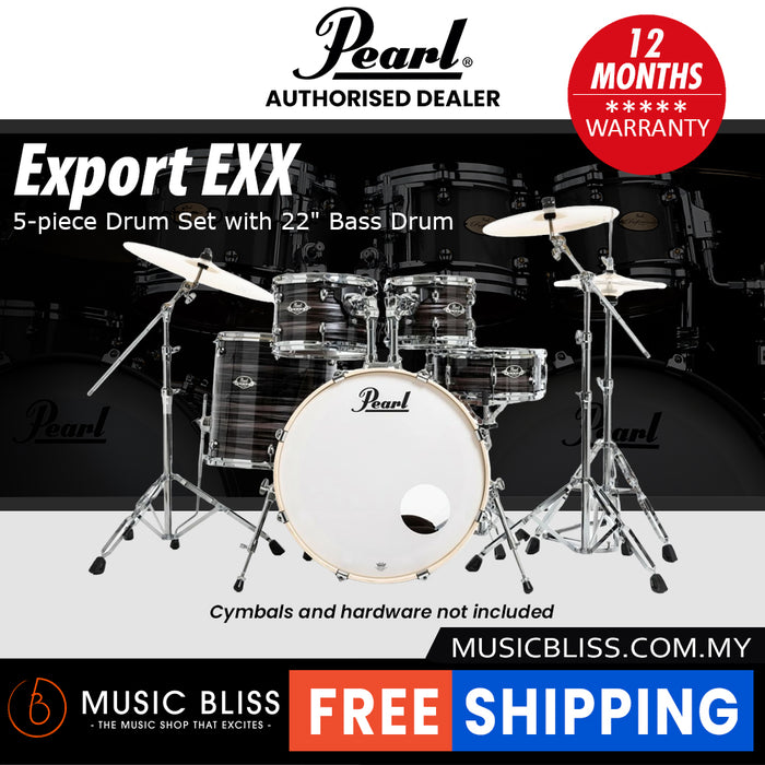 Pearl Export EXX 5-Piece Drum Set with Hardware, Drumstick and Throne - 22 Inch Bass Drum - Metallic Amethyst Twist