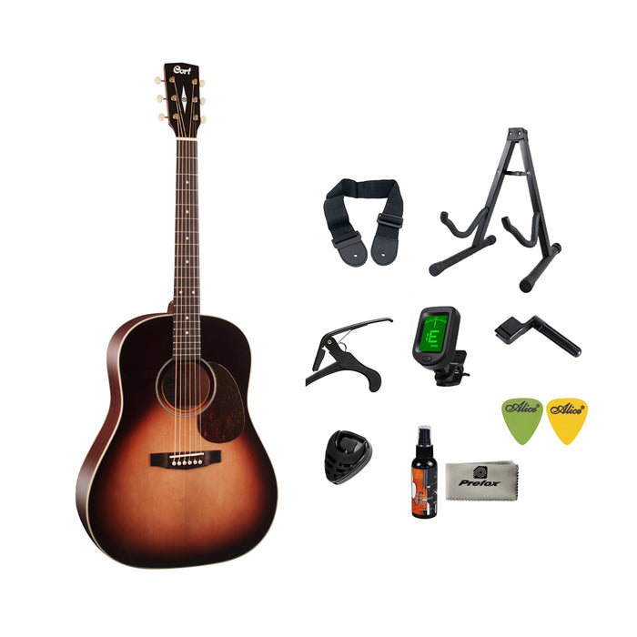 Cort Earth100SSF Acoustic Guitar with Bag - Sunburst