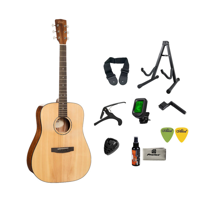 Cort Earth60 Acoustic Guitar with Bag - Open Pore Natural