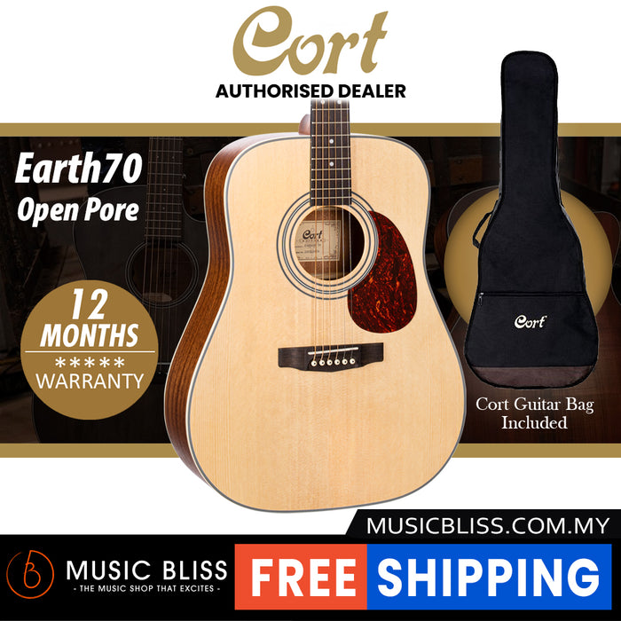 Cort Earth70 Acoustic Guitar with Bag - Open Pore