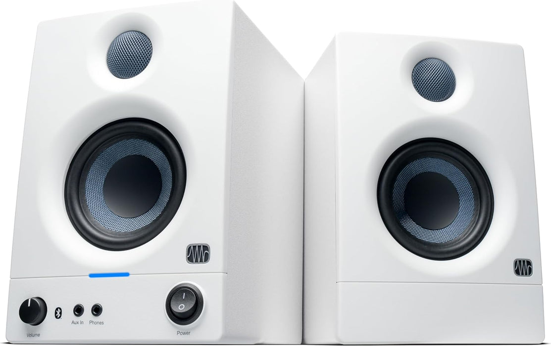 PreSonus Eris 3.5BT (2nd Generation) 3.5-inch Powered Bluetooth Studio Monitors, Active Monitor Speakers for Desktop, Turntable, Record Player, Bookshelf, DJ Speakers - White