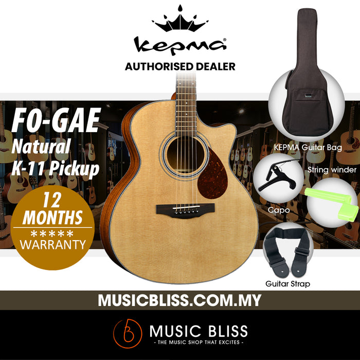 KEPMA F0-GAE Solid Top Grand Auditorium Acoustic Guitar with K-11 pickup - Natural - Music Bliss Malaysia