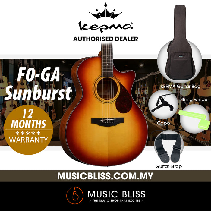 KEPMA F0-GA Solid Top Grand Auditorium Acoustic Guitar - Sunburst - Music Bliss Malaysia