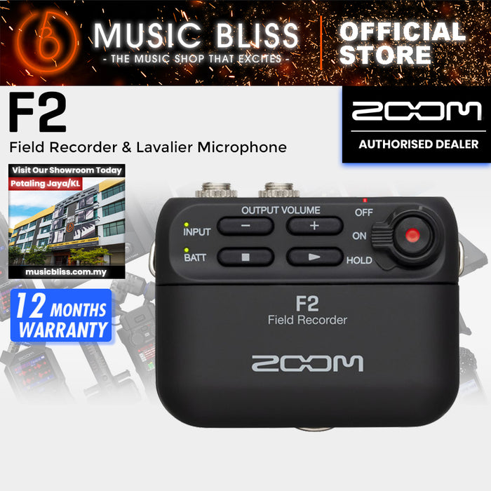 Zoom F2 Field Recorder & Lavalier Microphone - Black