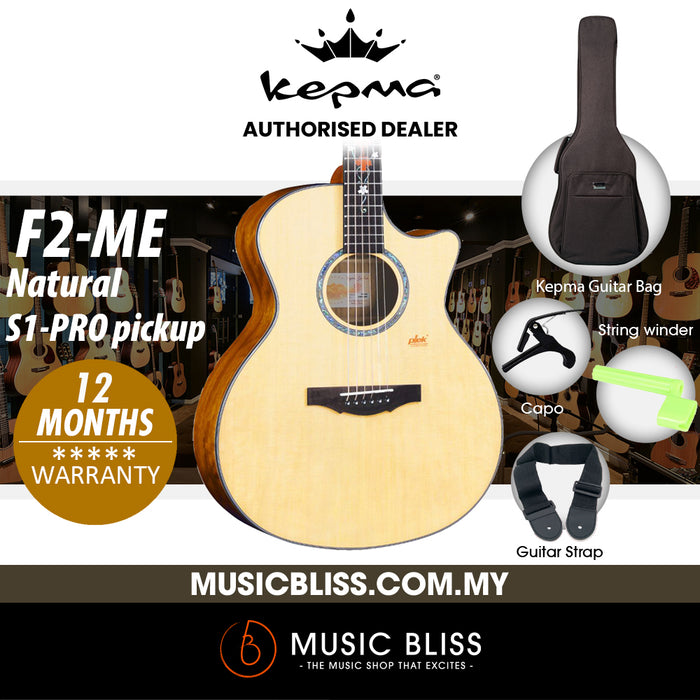 KEPMA F2-ME Solid Sitka Spruce Top Grand Auditorium Acoustic Guitar S1-PRO Pickup - Music Bliss Malaysia