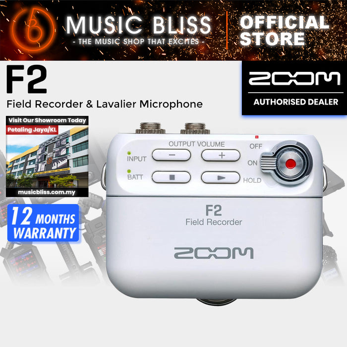 Zoom F2 Field Recorder & Lavalier Microphone - White
