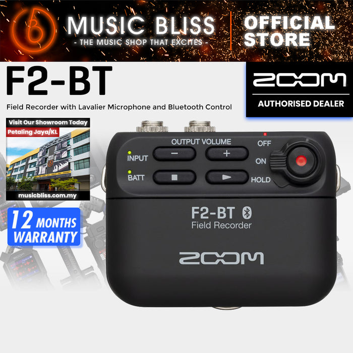 Zoom F2-BT Field Recorder with Lavalier Microphone and Bluetooth Control - Black