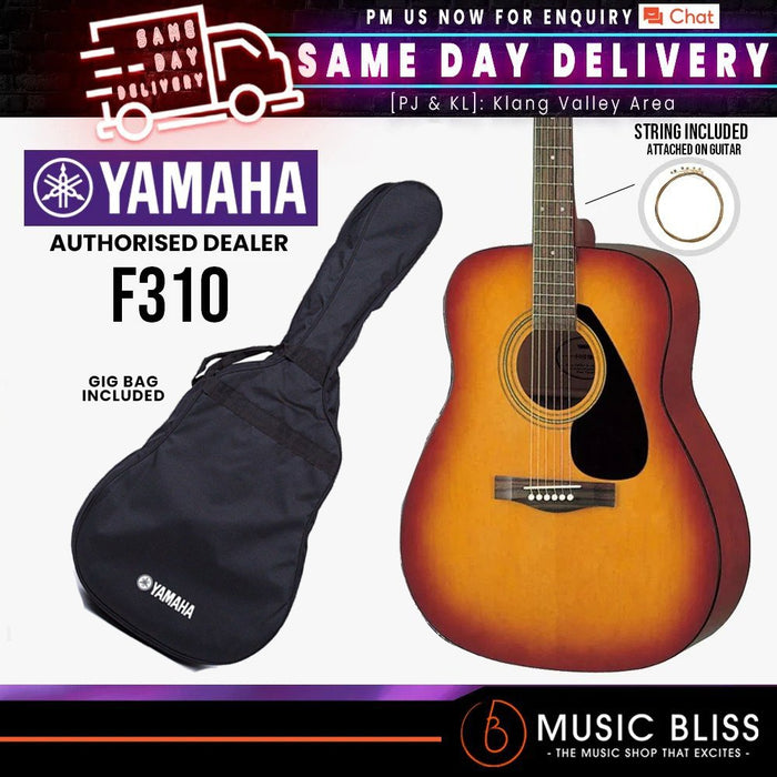 Yamaha F310 Beginner Acoustic Guitar with Bag - Tobacco Brown Sunburst - Music Bliss Malaysia