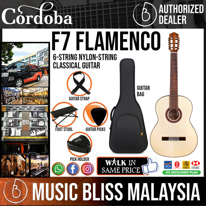 Cordoba F7 Flamenco - Solid European Spruce Top, Cypress Back & Sides - Music Bliss Malaysia