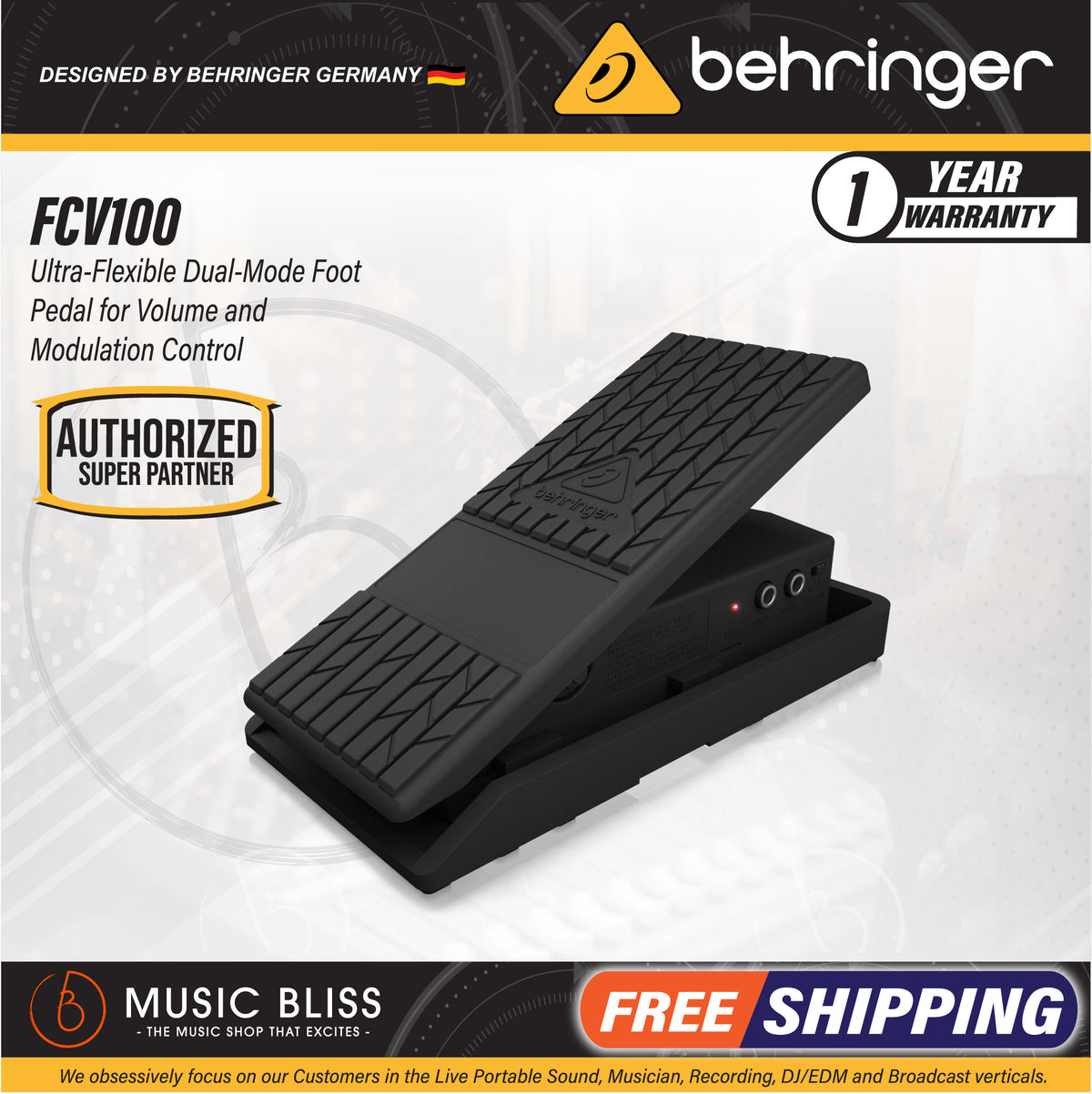 behringer fcv100 expression pedal Behringer FCV100 V2 Volume and Modulation Pedal (FCV-100 / FCV 100)