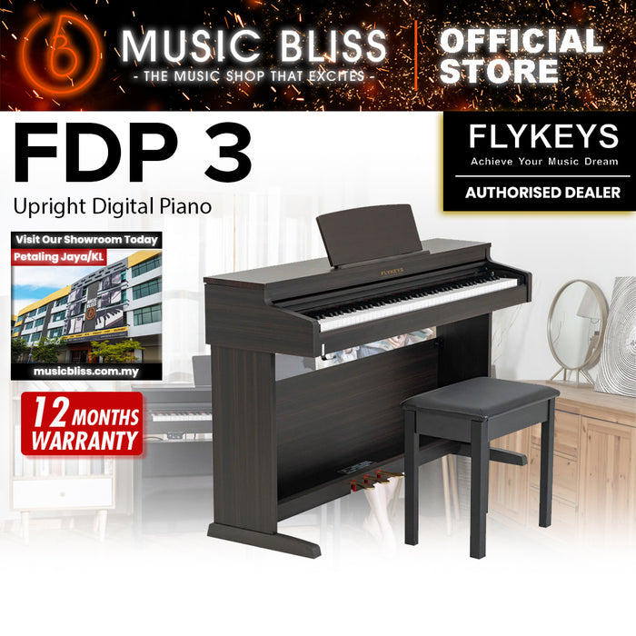 Flykeys FDP3 88-Key Digital Electric Piano Keyboard - Rosewood
