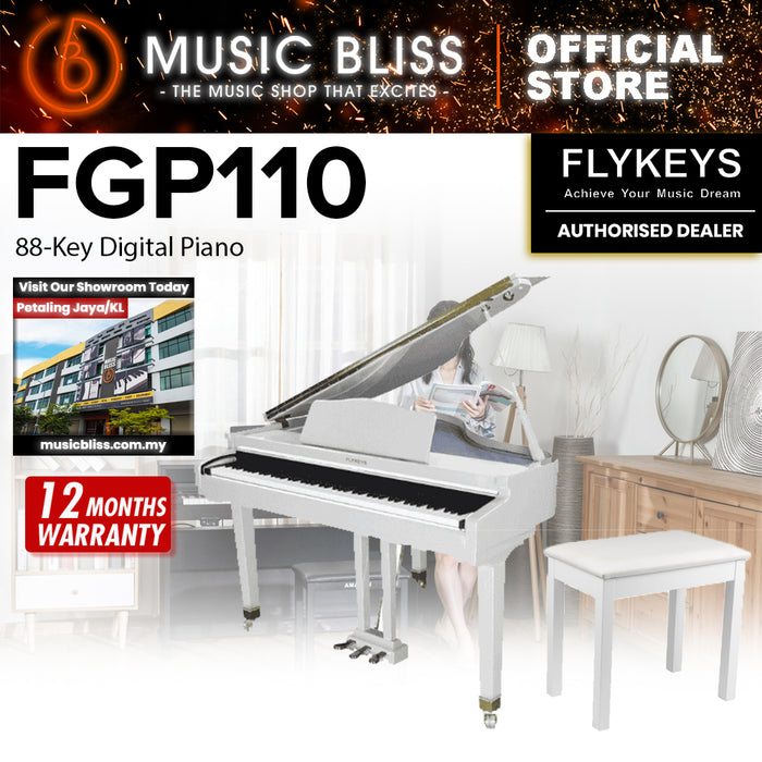 Flykeys FGP110 88-Key Digital Piano Home Electric Piano Keyboard - White