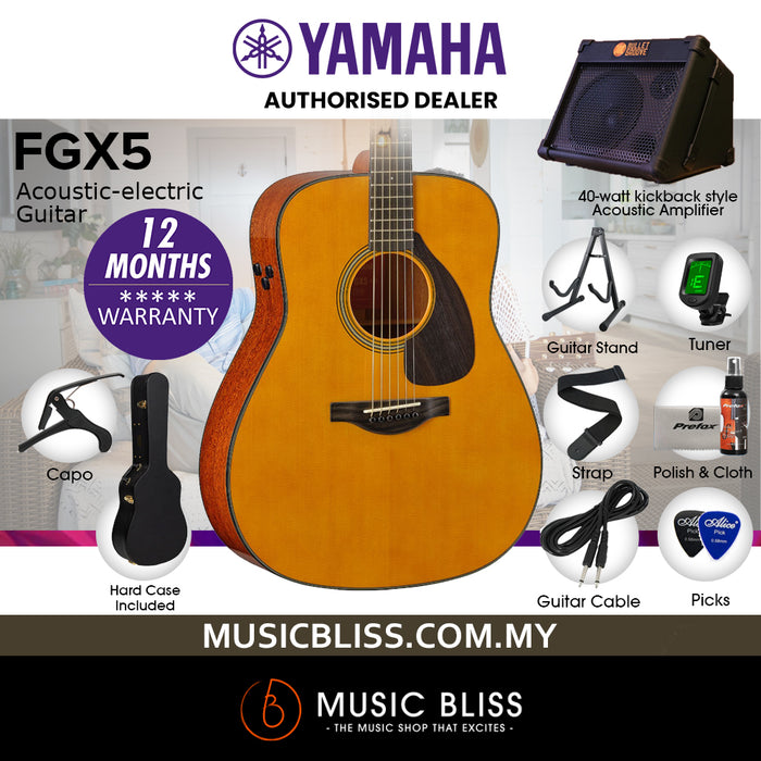 Yamaha Red Label FGX5 Acoustic-Electric Guitar with Hardcase - Natural