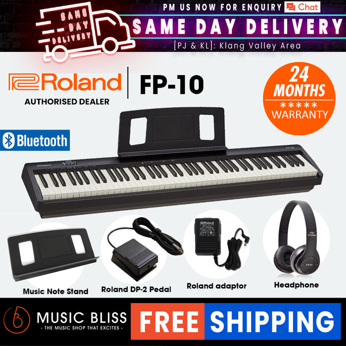 Roland FP-10 88-key Digital Piano with Roland DP-2 Pedal - Black - Music Bliss Malaysia