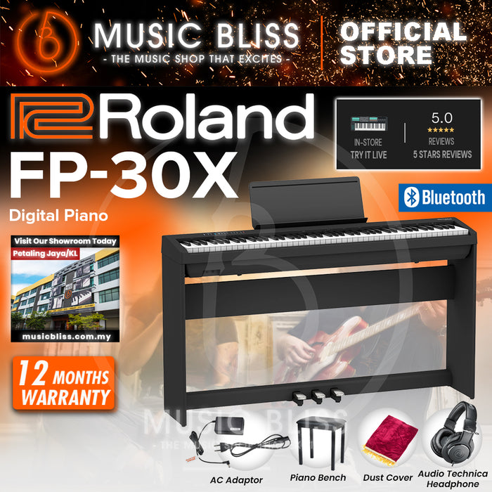 Roland FP-30X 88-key Digital Piano Home Package with Piano Bench - Black