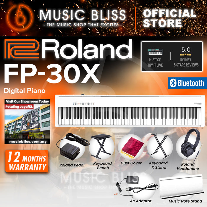 Roland FP-30X 88-key Digital Piano with DP-2 Pedal - White