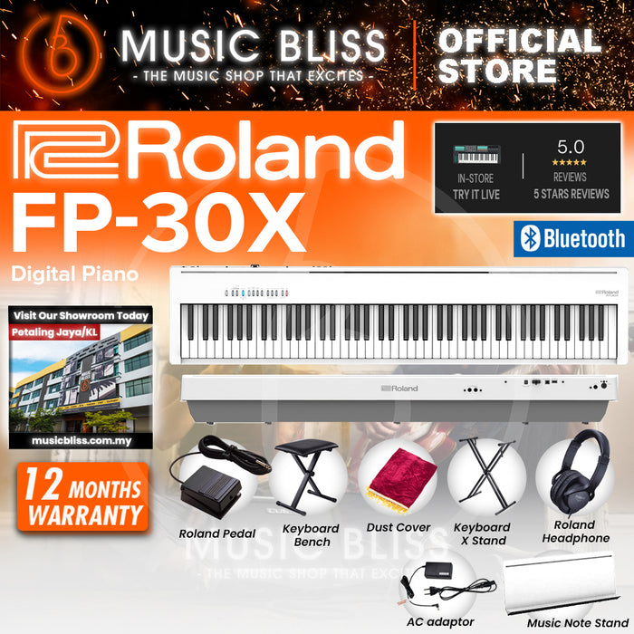 Roland FP-30X 88-key Digital Piano with DP-2 Pedal - White